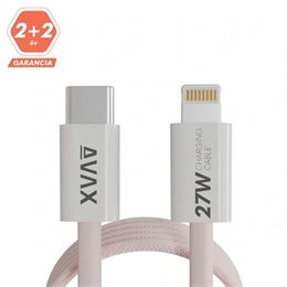 AVAX Magnety gyorstöltő kábel (rózsaszín, USB-C - Lightning, 27W, mágneses, fonott, 1 m)