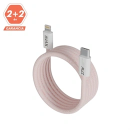 AVAX Magnety gyorstöltő kábel (rózsaszín, USB-C - Lightning, 27W, mágneses, fonott, 1 m)