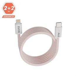AVAX Magnety gyorstöltő kábel (rózsaszín, USB-C - Lightning, 27W, mágneses, fonott, 1 m)