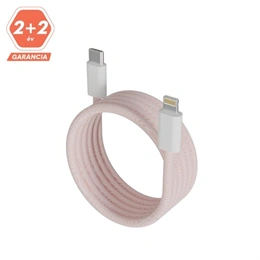 AVAX Magnety gyorstöltő kábel (rózsaszín, USB-C - Lightning, 27W, mágneses, fonott, 1 m)