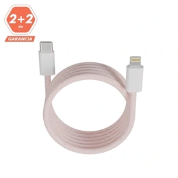 AVAX Magnety gyorstöltő kábel (rózsaszín, USB-C - Lightning, 27W, mágneses, fonott, 1 m)