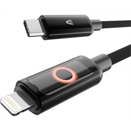 AVAX PULSEY töltő- és adatkábel (USB-C - Lightning, 27W, fonott, 1 m, Battery Protection, gyors adatátvitel, szürke)