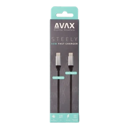 AVAX Steely Type-C - Type-C adatkábel 1,5 m (acélszürke, 60 W, 3A, sodort szövetborítás, fém csatlakozó)