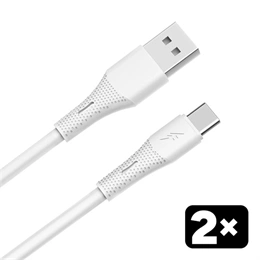 AVAX kábelcsomag (USB-A - USB-C, gyorstöltés 18W, 2 db, 1,5 m, puha szilikon, fehér)