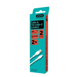 AVAX kábelcsomag (USB-A - USB-C, gyorstöltés 18W, 2 db, 1,5 m, puha szilikon, fehér)