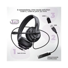 Advance Smartphonics 650 mikrofonos fejhallgató (USB/3,5 mm jack, vezetékes, 1,2 m kábel, sztereó, fekete)