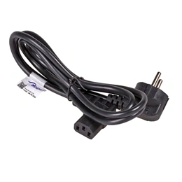 Akyga AK-PC-02A hálózati tápkábel (IEC C13 90° - CEE7/7, 1,5 m, 3×0,5 mm2, 250 V, 10 A, fekete)