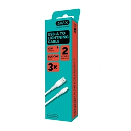 Avax 3 db USB-A - Lightning töltő- és adatkábel 1,5 m (fehér, puha szilikon, 12W)