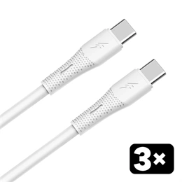 Avax 3db USB-C kábel (USB-C - USB-C, 60W, 1,5 m, puha szilikon, fehér)