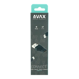 Avax AD601 CONNECT+ USB-A - Type-C átalakító (USB-A x1, Type-C x1, gyors adatátvitel, fekete)