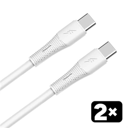 Avax CB4303 kábelcsomag (2x USB-C, 60W, 1,5 m, puha szilikon, fehér)