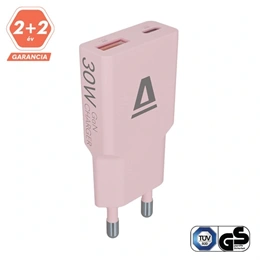 Avax CH641P Nano Slim fali töltő USB-C+USB-A aljzat (30w, gan, pd3.0, qc3.0, ultravékony, rózsaszín)