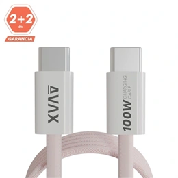 Avax Magnety CB610P gyorstöltő kábel (USB-C - USB-C, 100W, fonott, mágneses, 1 m, rózsaszín)