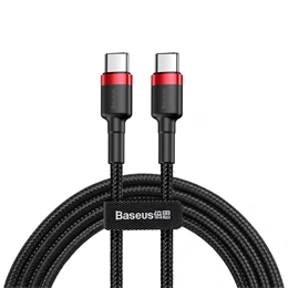 Baseus Cafule USB Type-C adatkábel (60 W, PD2.0, QC3.0, 480 Mbps, 1 m, fekete, piros)