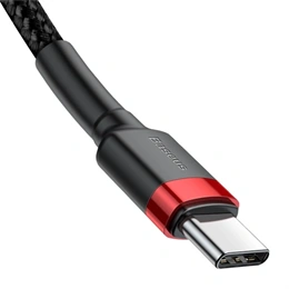 Baseus Cafule USB Type-C adatkábel (60 W, PD2.0, QC3.0, 480 Mbps, 1 m, fekete, piros)