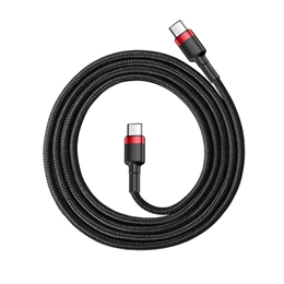 Baseus Cafule USB Type-C adatkábel (60 W, PD2.0, QC3.0, 480 Mbps, 1 m, fekete, piros)