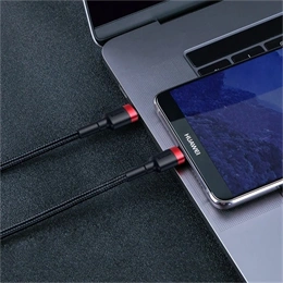 Baseus Cafule USB Type-C adatkábel (60 W, PD2.0, QC3.0, 480 Mbps, 1 m, fekete, piros)