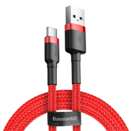 Baseus Cafule gyorstöltő adatkábel (USB Type-A – USB Type-C, 18 W, 480 Mbps, 1 m, piros)