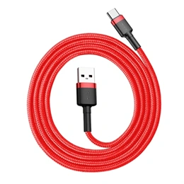 Baseus Cafule gyorstöltő adatkábel (USB Type-A – USB Type-C, 18 W, 480 Mbps, 1 m, piros)