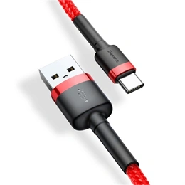 Baseus Cafule gyorstöltő adatkábel (USB Type-A – USB Type-C, 18 W, 480 Mbps, 1 m, piros)