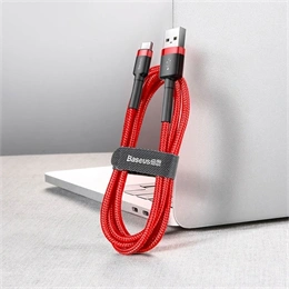Baseus Cafule gyorstöltő adatkábel (USB Type-A – USB Type-C, 18 W, 480 Mbps, 1 m, piros)