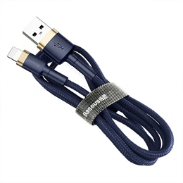 Baseus Cafule gyorstöltő adatkábel (USB Type-A – iPhone, 1 m, 2,4 A, 480 Mbps, kék, arany)