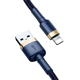 Baseus Cafule gyorstöltő adatkábel (USB Type-A – iPhone, 1 m, 2,4 A, 480 Mbps, kék, arany)