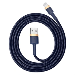 Baseus Cafule gyorstöltő adatkábel (USB Type-A – iPhone, 1 m, 2,4 A, 480 Mbps, kék, arany)