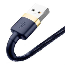 Baseus Cafule gyorstöltő adatkábel (USB Type-A – iPhone, 1 m, 2,4 A, 480 Mbps, kék, arany)