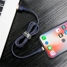 Baseus Cafule gyorstöltő adatkábel (USB Type-A – iPhone, 1 m, 2,4 A, 480 Mbps, kék, arany)
