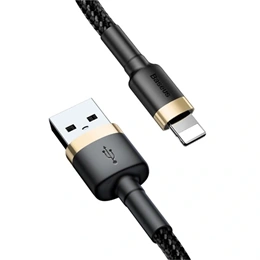 Baseus Cafule töltő adatkábel (1 m, USB Type-A – iPhone, 2,4 A, 480 Mbps, fekete, arany)