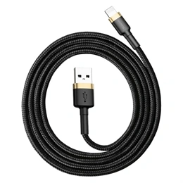 Baseus Cafule töltő adatkábel (1 m, USB Type-A – iPhone, 2,4 A, 480 Mbps, fekete, arany)