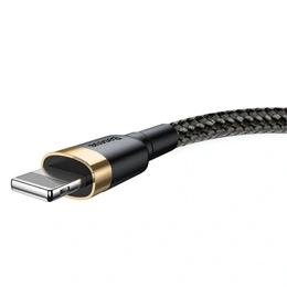 Baseus Cafule töltő adatkábel (1 m, USB Type-A – iPhone, 2,4 A, 480 Mbps, fekete, arany)