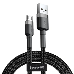 Baseus Cafule töltőkábel (USB Type-A – Micro USB, 2 m, 7,5 W, 480 Mbps, fekete, szürke)
