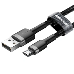 Baseus Cafule töltőkábel (USB Type-A – Micro USB, 2 m, 7,5 W, 480 Mbps, fekete, szürke)