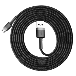 Baseus Cafule töltőkábel (USB Type-A – Micro USB, 2 m, 7,5 W, 480 Mbps, fekete, szürke)