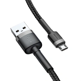 Baseus Cafule töltőkábel (USB Type-A – Micro USB, 2 m, 7,5 W, 480 Mbps, fekete, szürke)