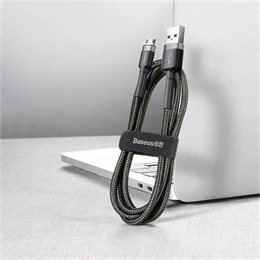 Baseus Cafule töltőkábel (USB Type-A – Micro USB, 2 m, 7,5 W, 480 Mbps, fekete, szürke)