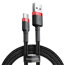 Baseus Cafule töltőkábel (USB Type-A – USB Type-C, 3 m, 10 W, 480 Mbps, fekete, piros)