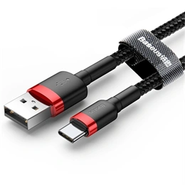 Baseus Cafule töltőkábel (USB Type-A – USB Type-C, 3 m, 10 W, 480 Mbps, fekete, piros)
