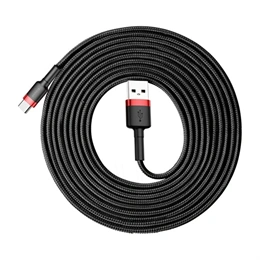 Baseus Cafule töltőkábel (USB Type-A – USB Type-C, 3 m, 10 W, 480 Mbps, fekete, piros)