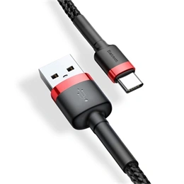 Baseus Cafule töltőkábel (USB Type-A – USB Type-C, 3 m, 10 W, 480 Mbps, fekete, piros)