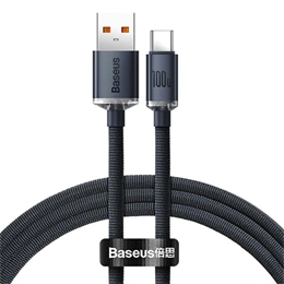 Baseus Crystal Shine USB Type-A – USB Type-C töltő adatkábel (100 W, 480 Mbps, 1,2 m, fekete)