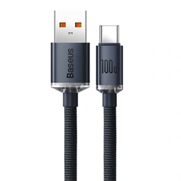 Baseus Crystal Shine USB Type-A – USB Type-C töltő adatkábel (100 W, 480 Mbps, 1,2 m, fekete)