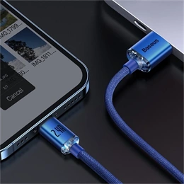 Baseus Crystal Shine USB Type-A – iPhone gyorstöltő adatkábel (1,2 m, 2,4 A, 480 Mbps, kék)