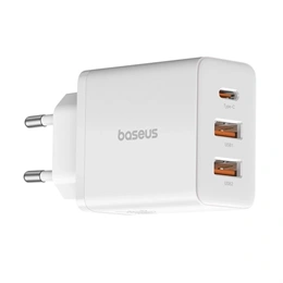 Baseus Cube hálózati gyorstöltő (30w, 1×usb type-c, 2×usb type-a, gan, pd3.0, pps, qc3.0, fehér)