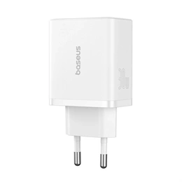Baseus Cube hálózati gyorstöltő (30w, 1×usb type-c, 2×usb type-a, gan, pd3.0, pps, qc3.0, fehér)