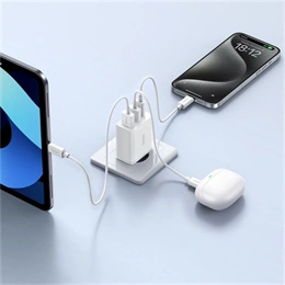 Baseus Cube hálózati gyorstöltő (30w, 1×usb type-c, 2×usb type-a, gan, pd3.0, pps, qc3.0, fehér)