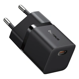 Baseus GaN5 Mini hálózati gyorstöltő (25W, 1× USB Type-C aljzat, GaN, 100W USB Type-C kábel 1 m, fekete)