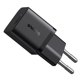 Baseus GaN5 Mini hálózati gyorstöltő (25W, 1× USB Type-C aljzat, GaN, 100W USB Type-C kábel 1 m, fekete)